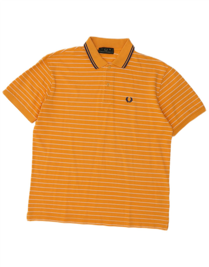 Fred Perry Herren-Poloshirt XL, orange gestreift, Baumwolle