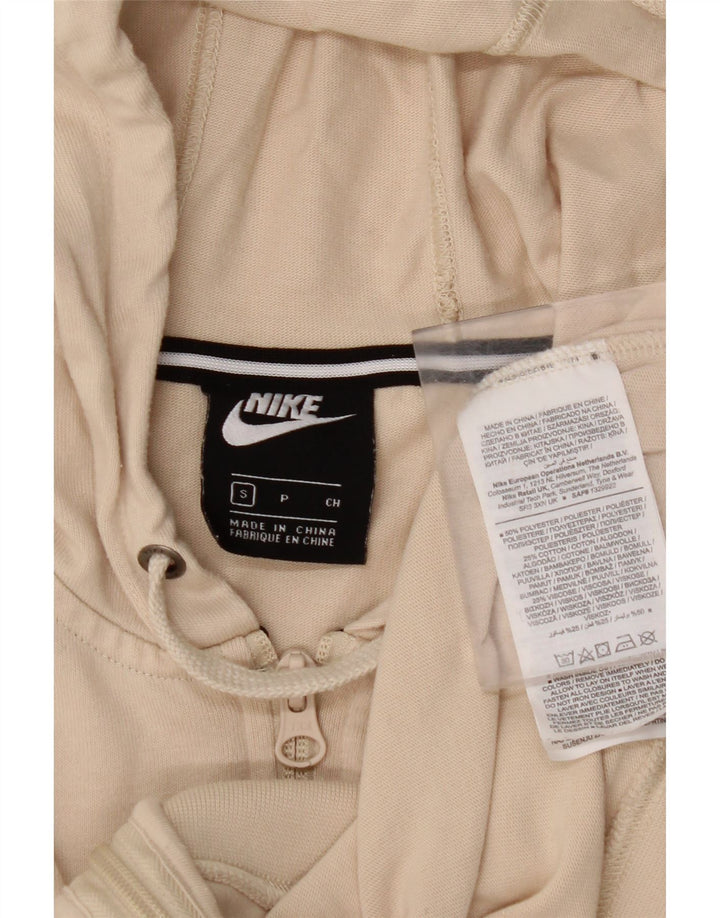 NIKE Womens Crop Oversized Zip Hoodie Sweater UK 10 Small Beige Polyester