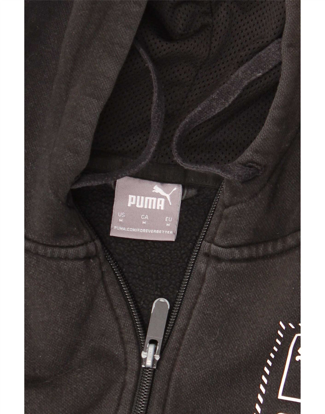 Puma Herren-Kapuzenpullover mit grafischem Reißverschluss, mittelschwarz, Baumwolle