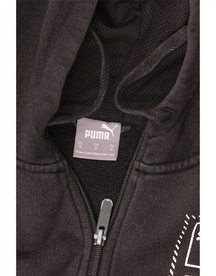 Puma Herren-Kapuzenpullover mit grafischem Reißverschluss, mittelschwarz, Baumwolle