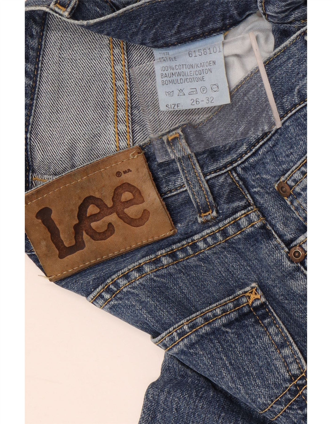 Lee Damen Straight Jeans W26 L32 Blaue Baumwolle