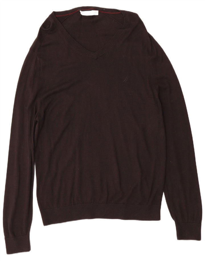 Nautica Herren-Pullover mit V-Ausschnitt, groß, aus schwarzer Baumwolle