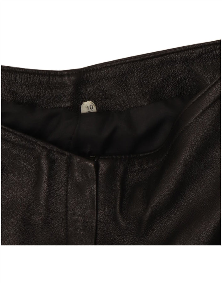 VINTAGE Damen Lederhose UK 10 Small W27 L31 Schwarz