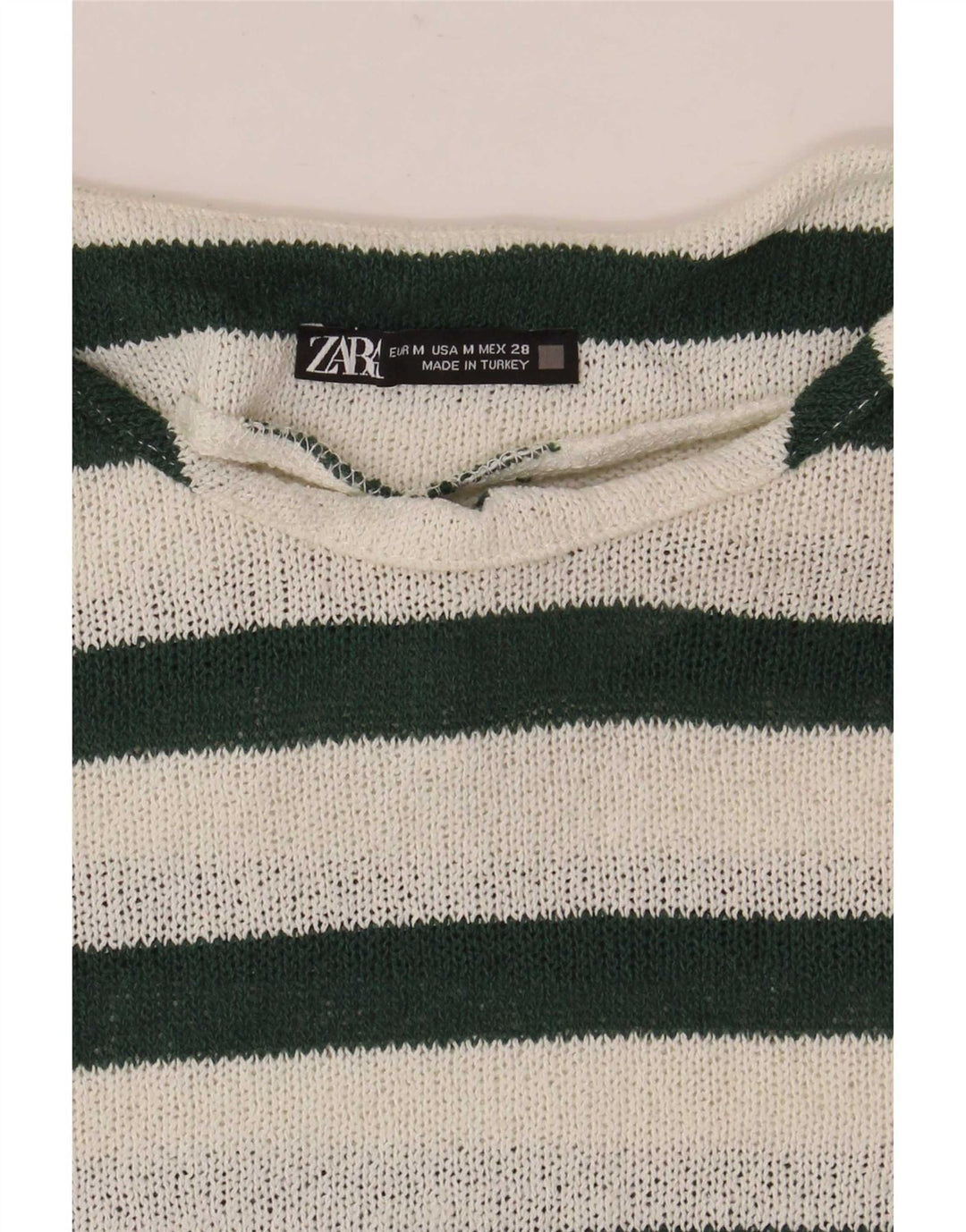 Zara Damen T-Shirt Top UK 14 Medium Weiß gestreift
