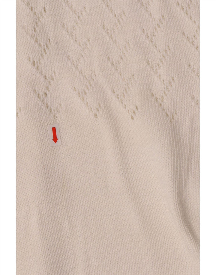 Vintage Damen Cardigan Pullover UK 14 Mittelweiß