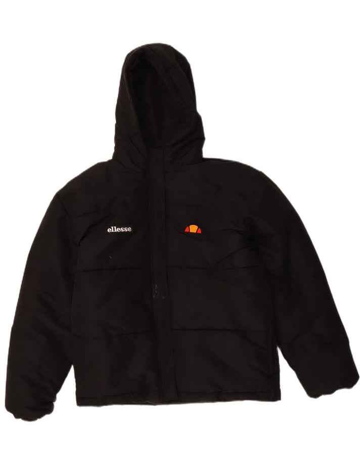 Ellesse Wattierte Jacke mit Kapuze für Jungen, 12–13 Jahre, schwarzes Polyester