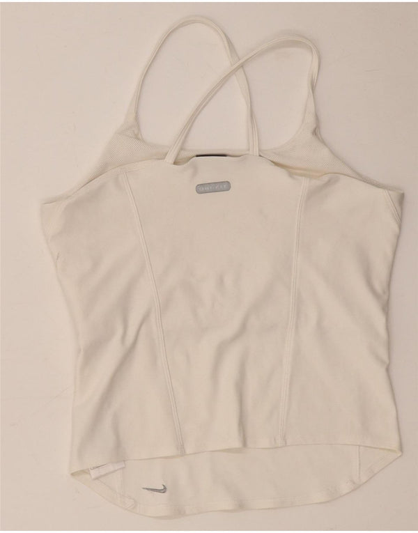 NIKE Damen Dri Fit Crop Vest Top UK 14 Large Weiß Polyester
