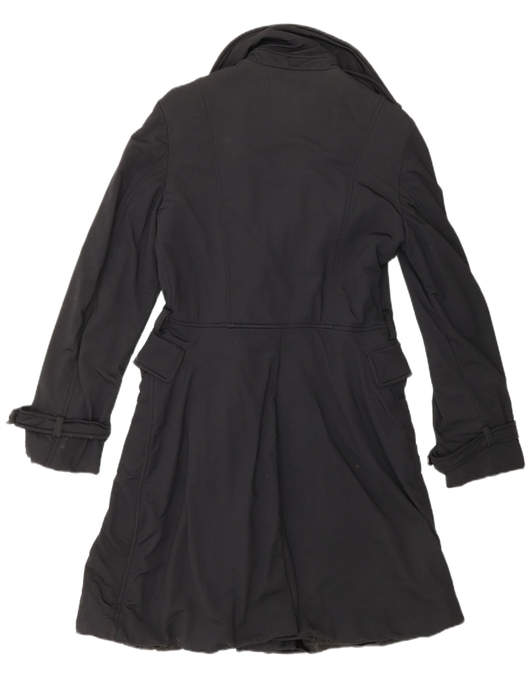 GAS Damen Zweireihiger Trenchcoat UK 10 Small Schwarz Polyamid