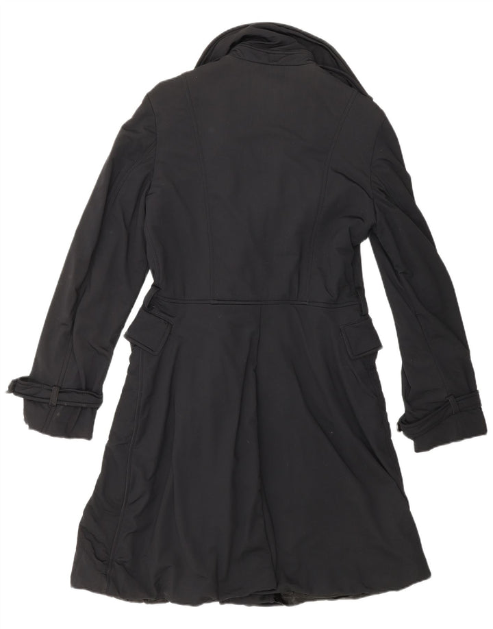 GAS Damen Zweireihiger Trenchcoat UK 10 Small Schwarz Polyamid