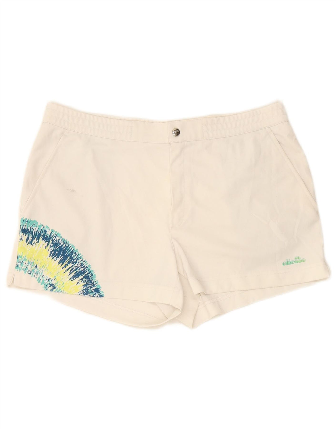 ELLESSE Mens Chino Shorts W38 XL White Colourblock Polyester