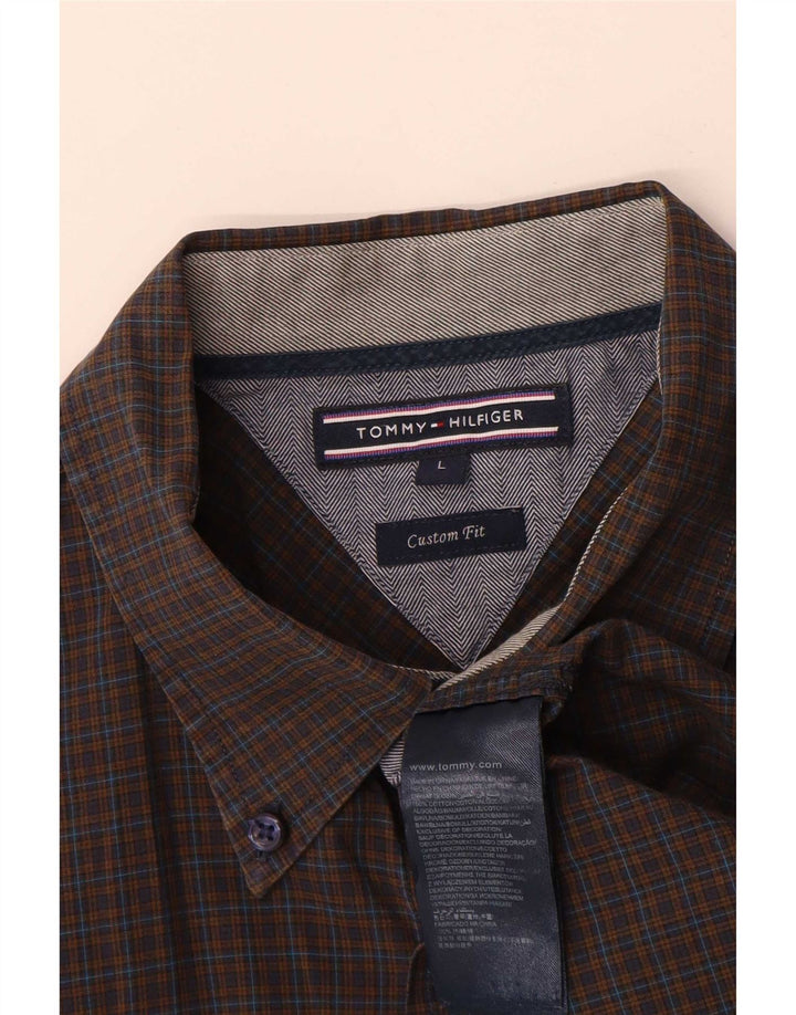 Tommy Hilfiger Herren-Hemd mit individueller Passform, groß, braun kariert, Baumwolle