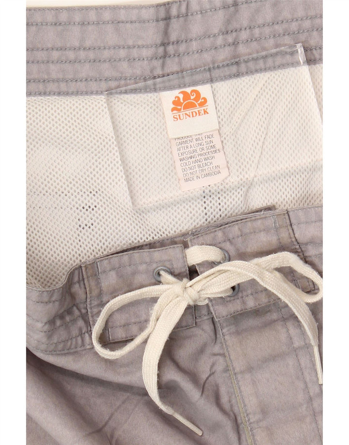 Sundek Herren-Badeshorts, groß, grau, geblümt, Polyester