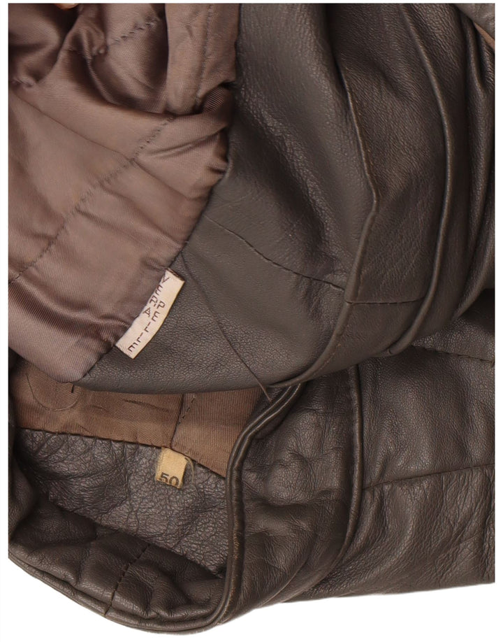 Vintage Mens Leather Jacket IT 50 Large Grey Leather