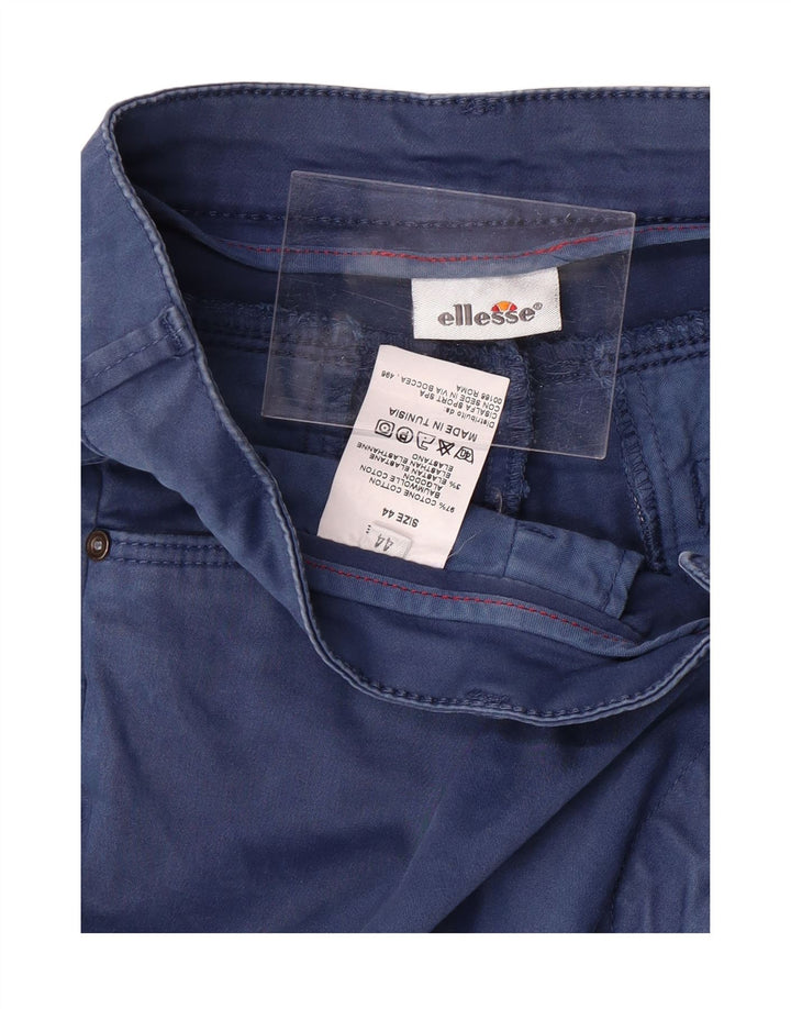 ELLESSE Womens Slim Casual Trousers IT 44 Medium W30 L29 Blue Cotton