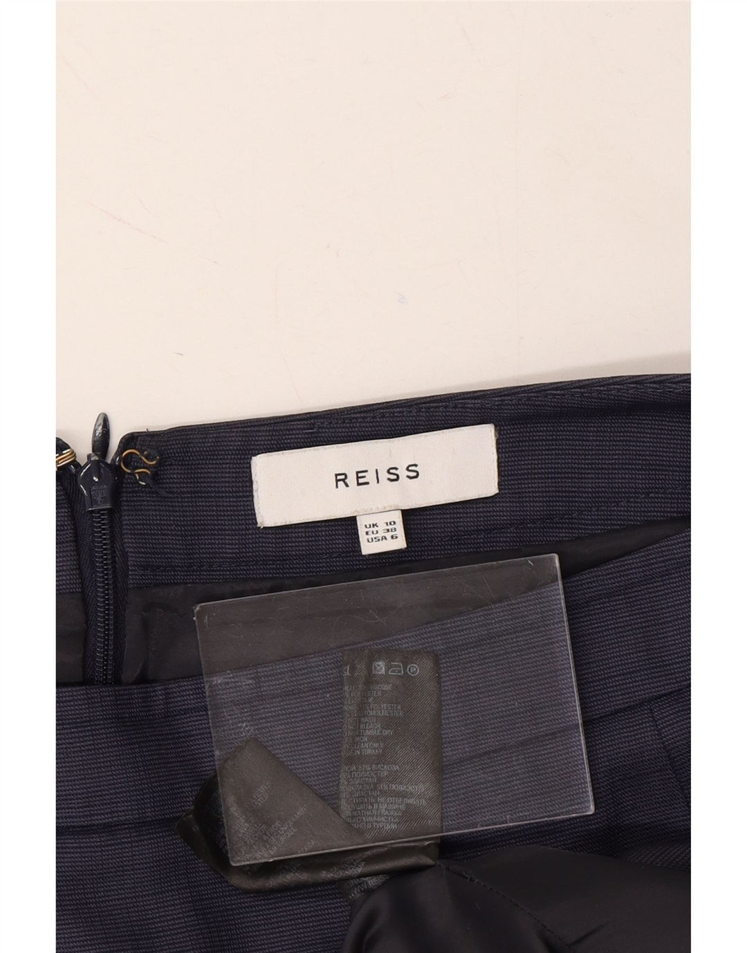 REISS Womens Pencil Skirt UK 10 Small W30 Navy Blue Polyester Vintage Reiss and Second-Hand Reiss from Messina Hembry 