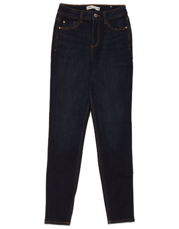 Zara Damen Skinny Jeans EU 34 2XS W24 L28 Marineblau Baumwolle