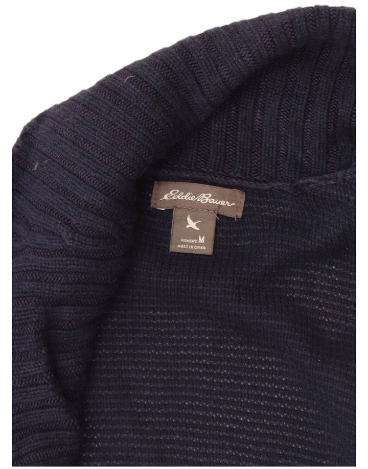 Eddie Bauer Offener Damen-Cardigan-Pullover UK 12 Medium Navy Blue Rayon