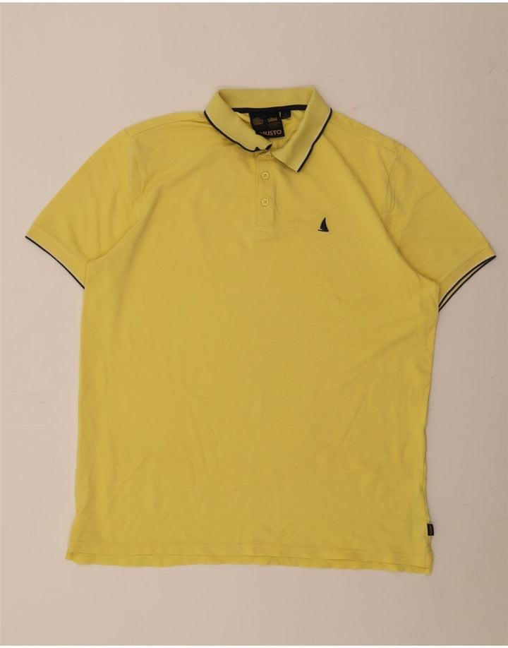 MUSTO Herren-Poloshirt, groß, gelbe Baumwolle