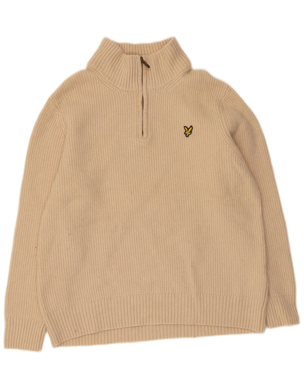 Lyle & Scott Herren-Pullover mit Reißverschluss am Hals, XL, Beige