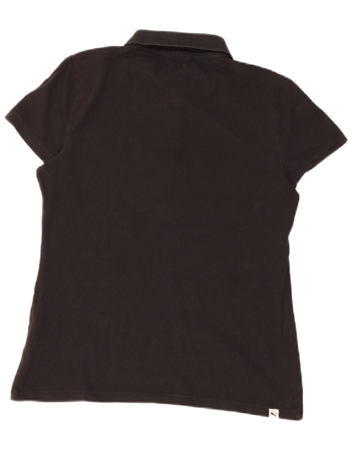 Puma Damen Poloshirt UK 14 Large Schwarz Baumwolle