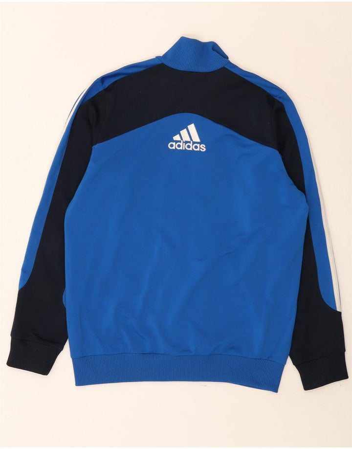 Adidas Jungen Grafik-Trainingsanzug-Top-Jacke, 13–14 Jahre, blaues Farbblockdesign
