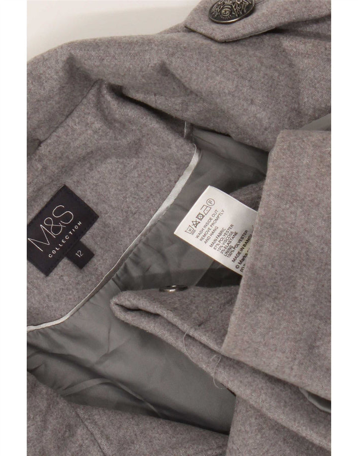 Marks & Spencer Damen Kurze Militärblazerjacke UK 12 Mittelgrau