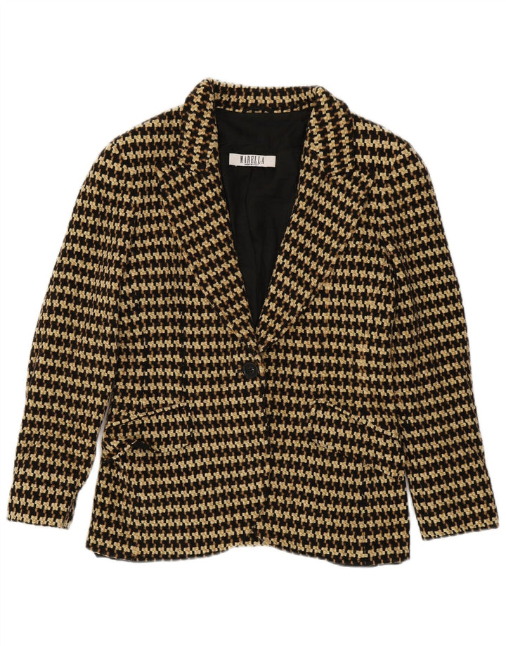 Marella Damen-Blazer mit 1 Knopf, Gr. 14, Braun, Hahnentrittmuster