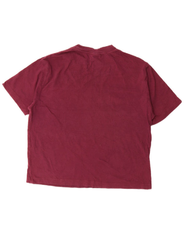 Champion Womens Graphic T-Shirt Top UK 14 Medium Burgundy Colourblock