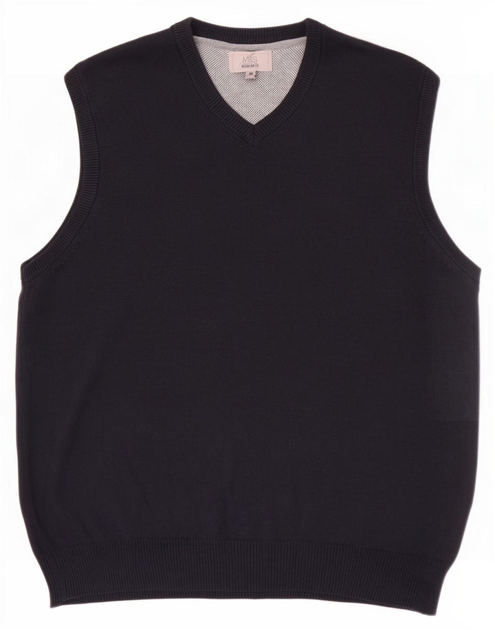 Marks & Spencer Herren-Tanktop mit normaler Passform, mittlere Marineblau-Baumwolle