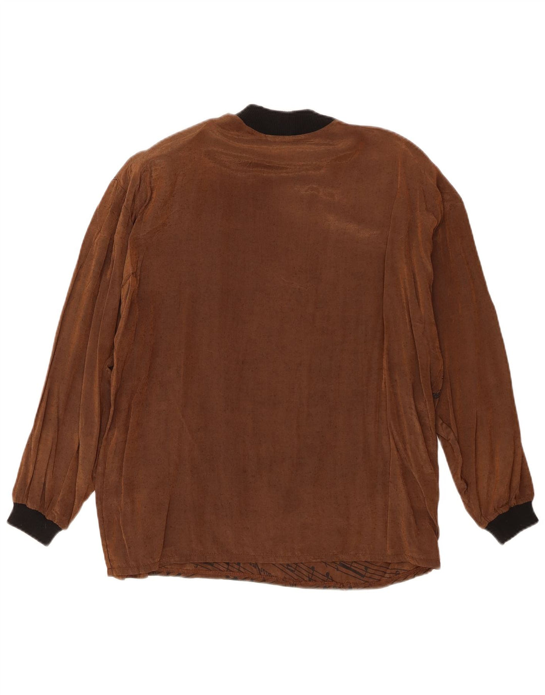 Vintage Damen Grafik Top Langarm EU 42 Große braune Viskose