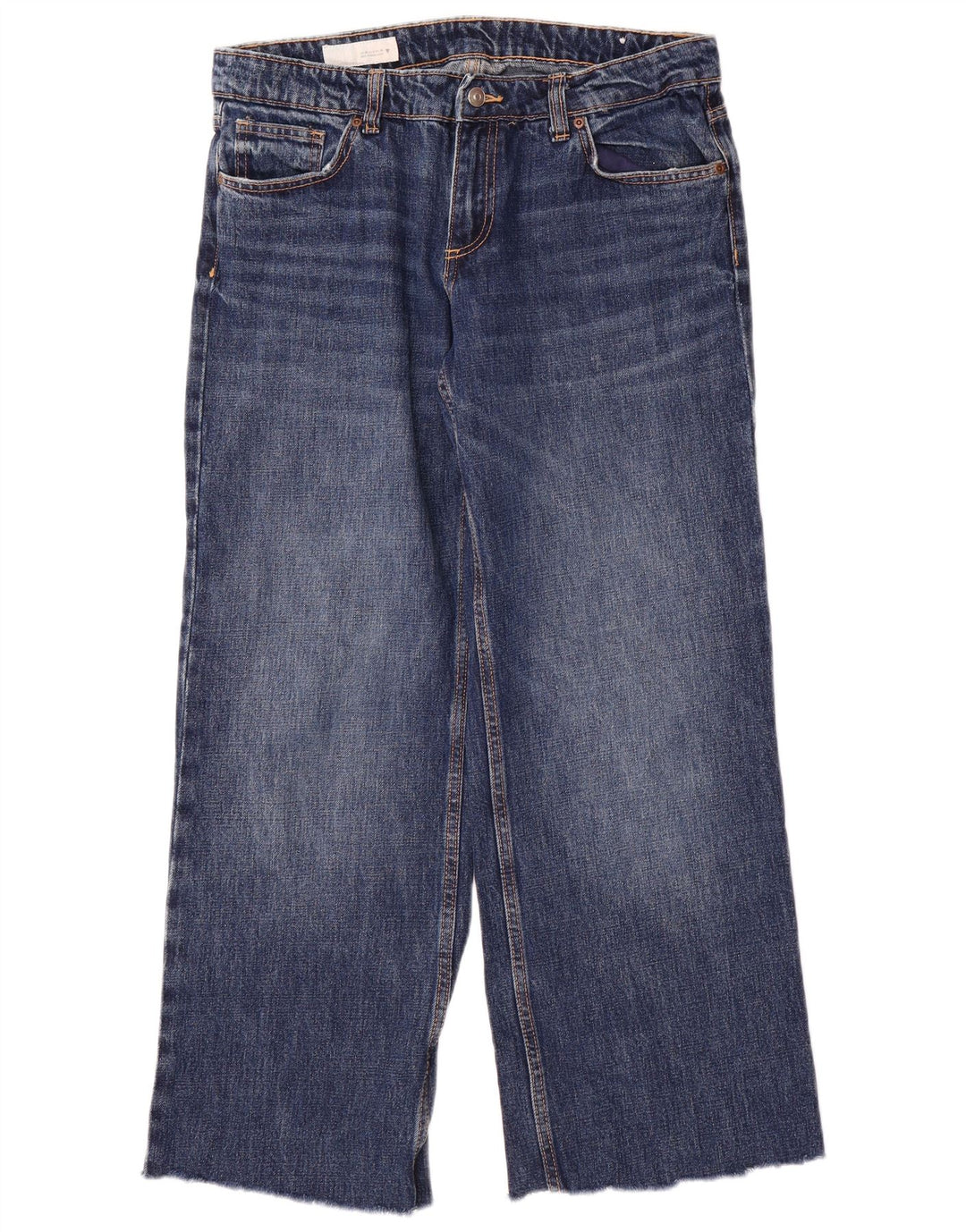 Zara Damen-Jeans mit weitem Bein, EU 40, mittelgroß, W30, L29, blaue Baumwolle