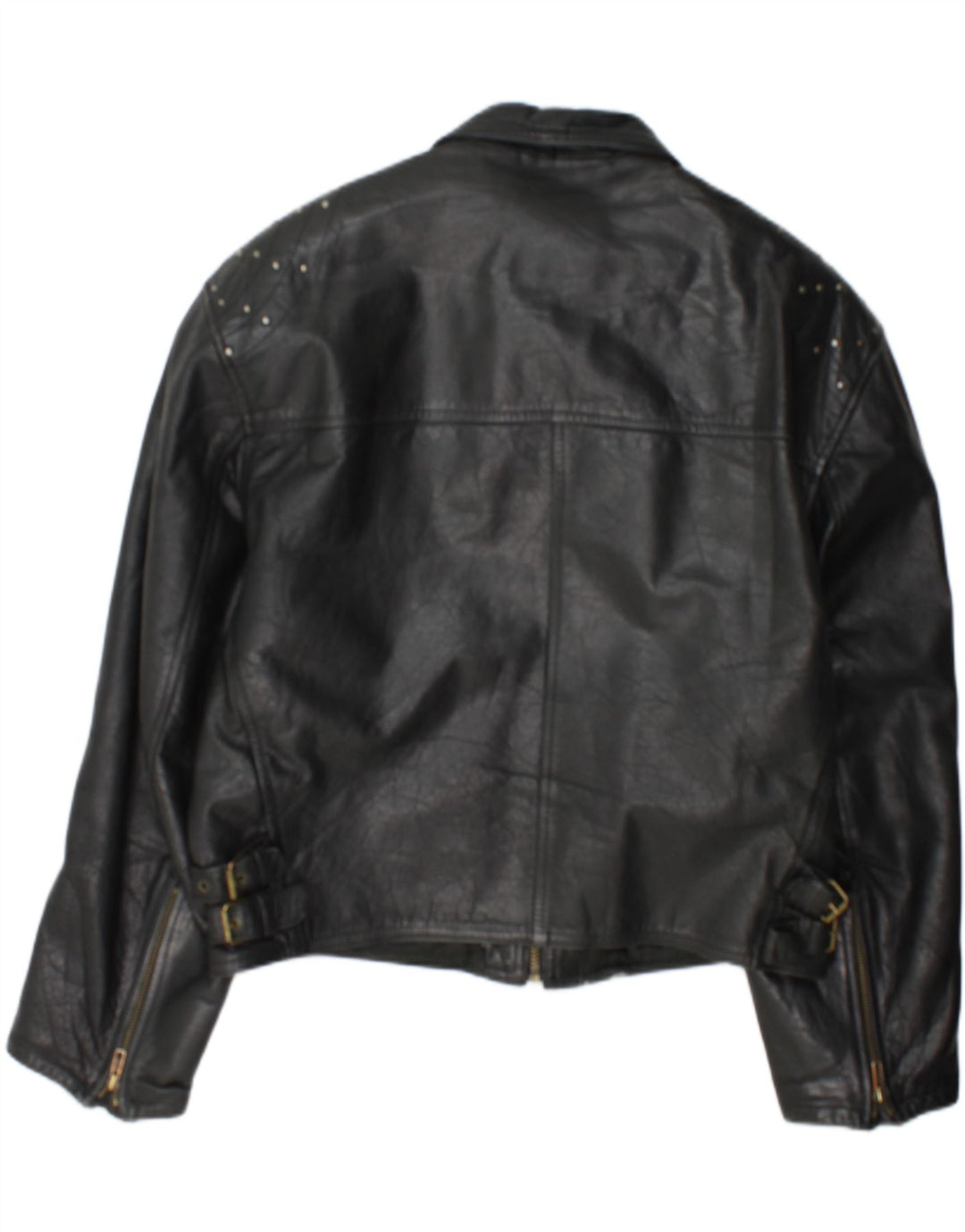Vintage Damen Leder Racer Jacke UK 18 XL Schwarzes Leder