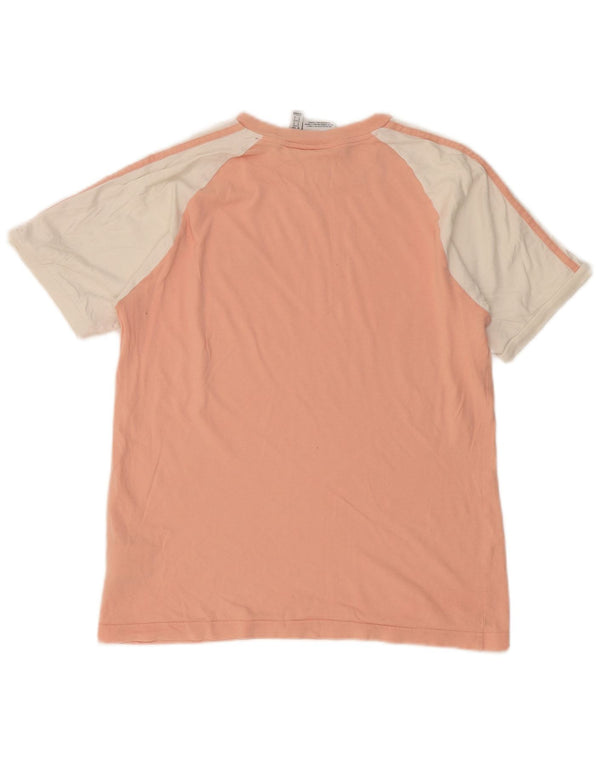 Adidas Damen Übergroßes T-Shirt Top UK 10 Small Rosa Colourblock Baumwolle