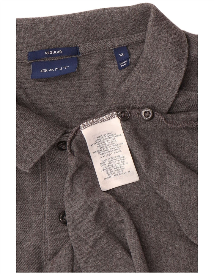 Gant Herren-Poloshirt mit normaler Passform, XL, graue Baumwolle