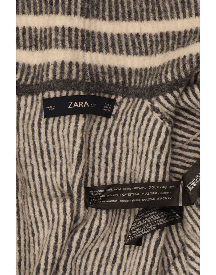 Zara Damen-Strickjacke in Übergröße mit 3/4-Ärmeln, Gr. 14, mittelgrau gestreift