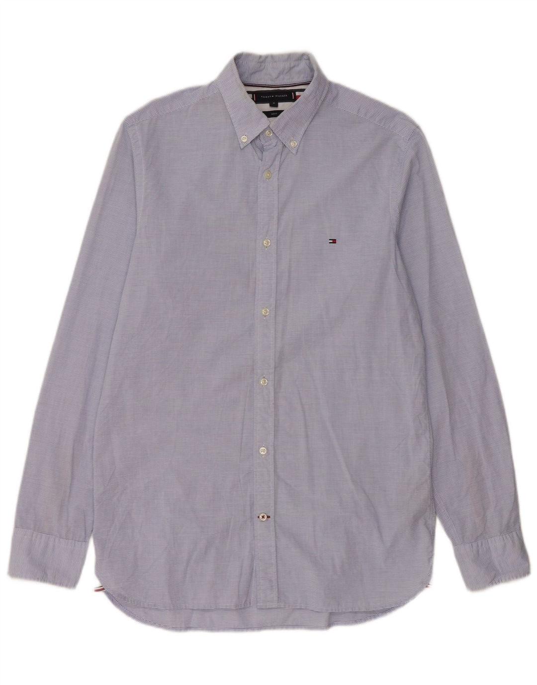 Tommy Hilfiger Herren Slim-Fit-Hemd aus mittelblauer Nadelstreifen-Baumwolle