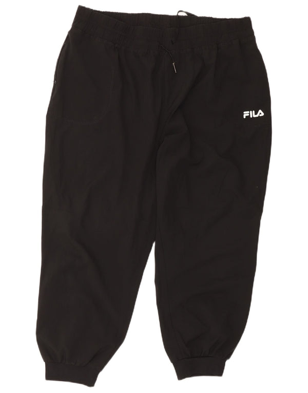 Fila Damen Crop Trainingsanzug Hose Jogger UK 18 XL Schwarz Polyester