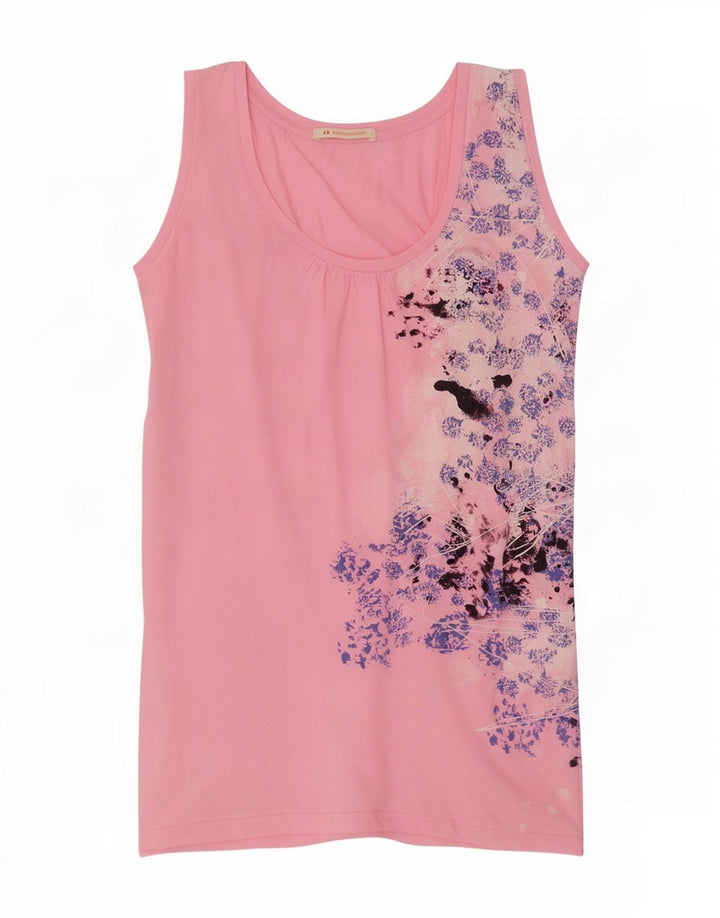 Hugo Boss Damen Weste Top UK 12 Mittelrosa geblümt