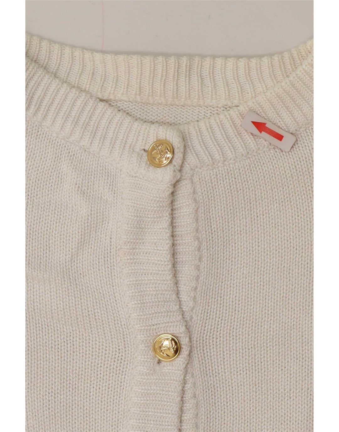 Vintage Damen Cardigan Pullover UK 16 Große weiße Baumwolle