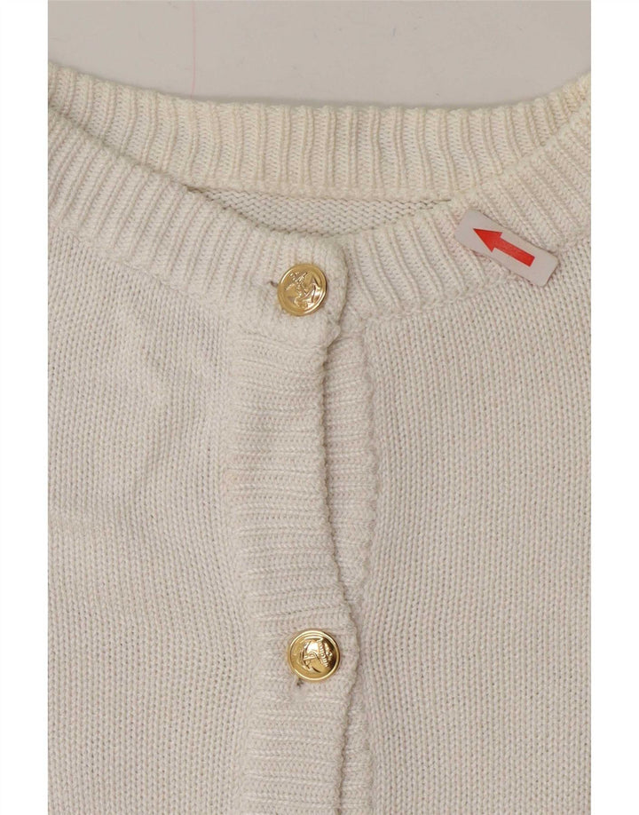 Vintage Damen Cardigan Pullover UK 16 Große weiße Baumwolle