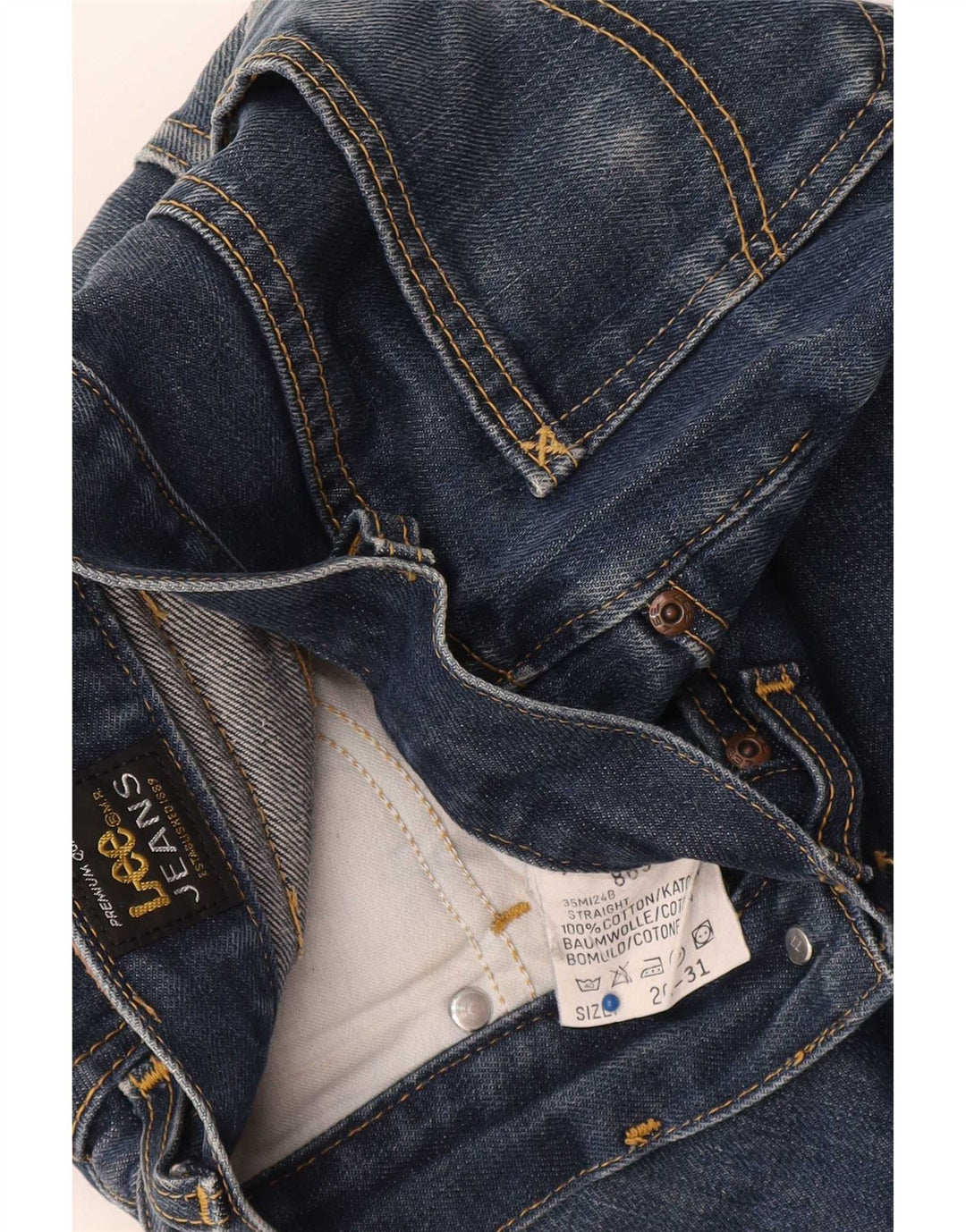 Lee Damen Straight Jeans W26 L31 Blaue Baumwolle