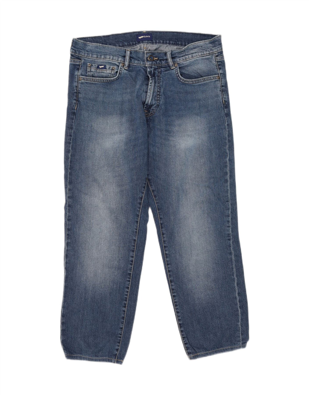 Gas Herren-Cropped-Jeans W33 L26 Blaue Baumwolle