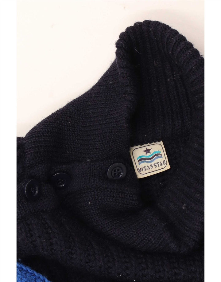 Ocean Star Herren-Pullover mit Knopfkragen, IT 52, Größe L, Blau, Farbblock