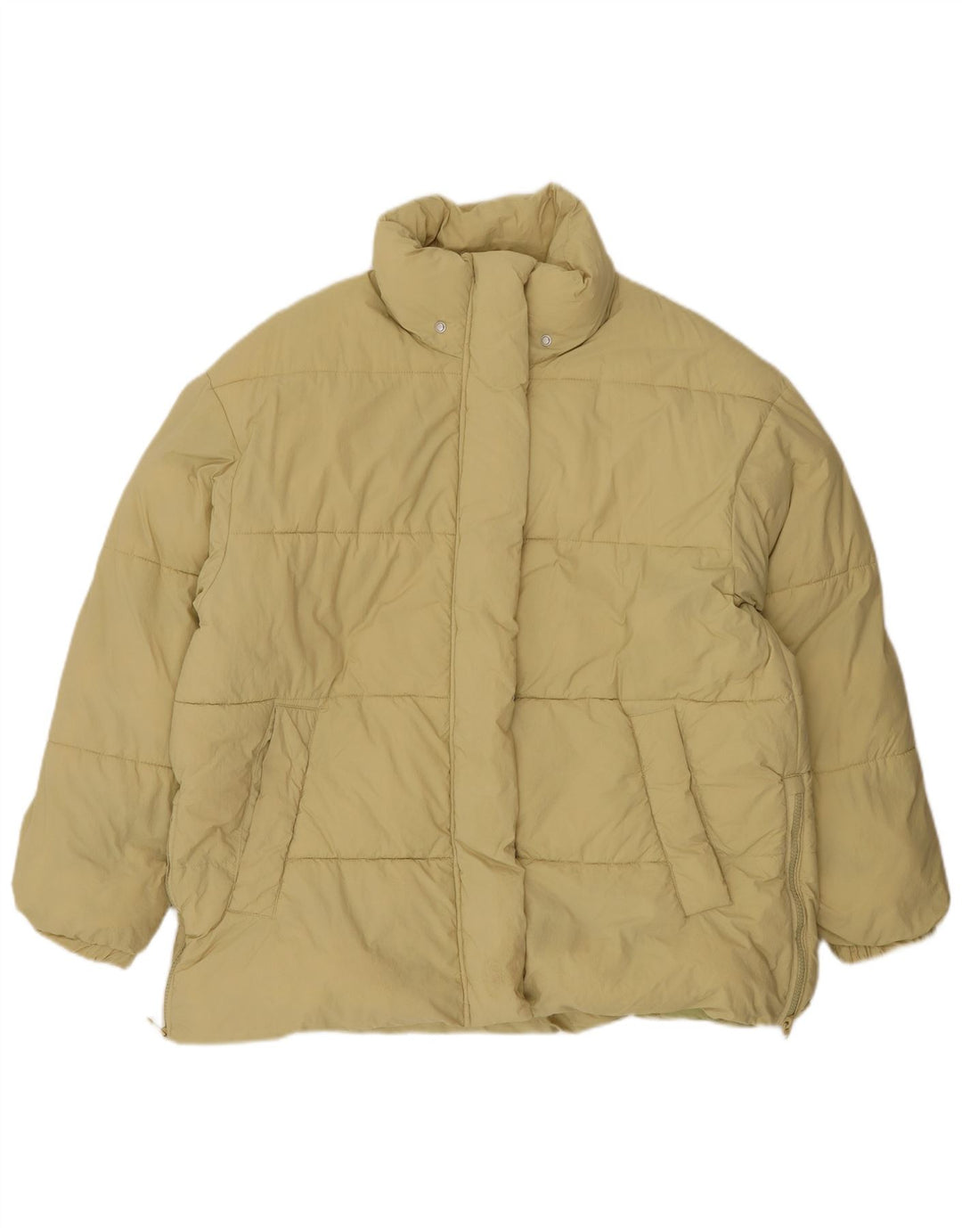 Zara Damen Wattierte Jacke UK 16 Large Gelbes Nylon