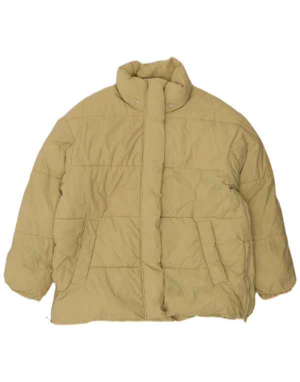 Zara Damen Wattierte Jacke UK 16 Large Gelbes Nylon