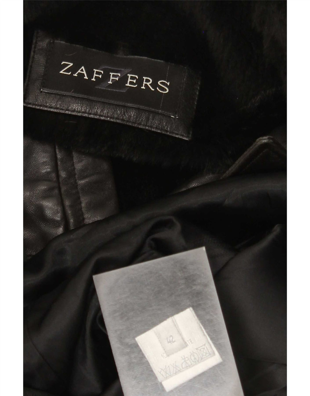 Zaffers Damen Zweireihiger Ledermantel IT 42 Mittelschwarzes Leder