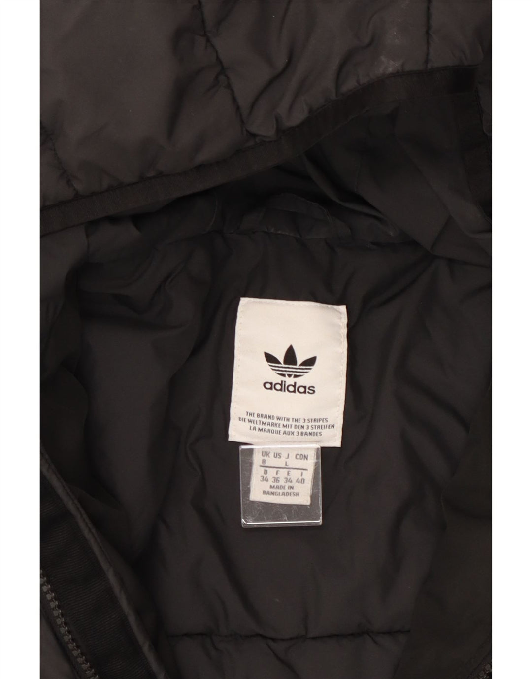 ADIDAS Wattierte Damenjacke mit Kapuze, UK 8, Größe S, Schwarz, Polyester