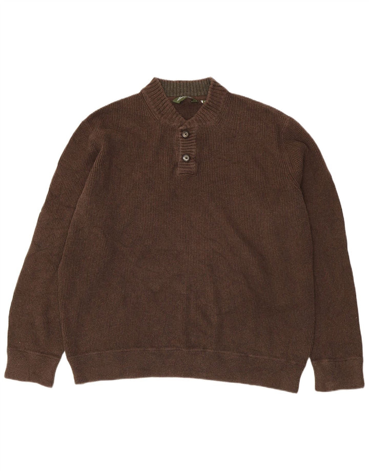 Eddie Bauer Herren-Pullover mit Knopfkragen, 3XL, Braun