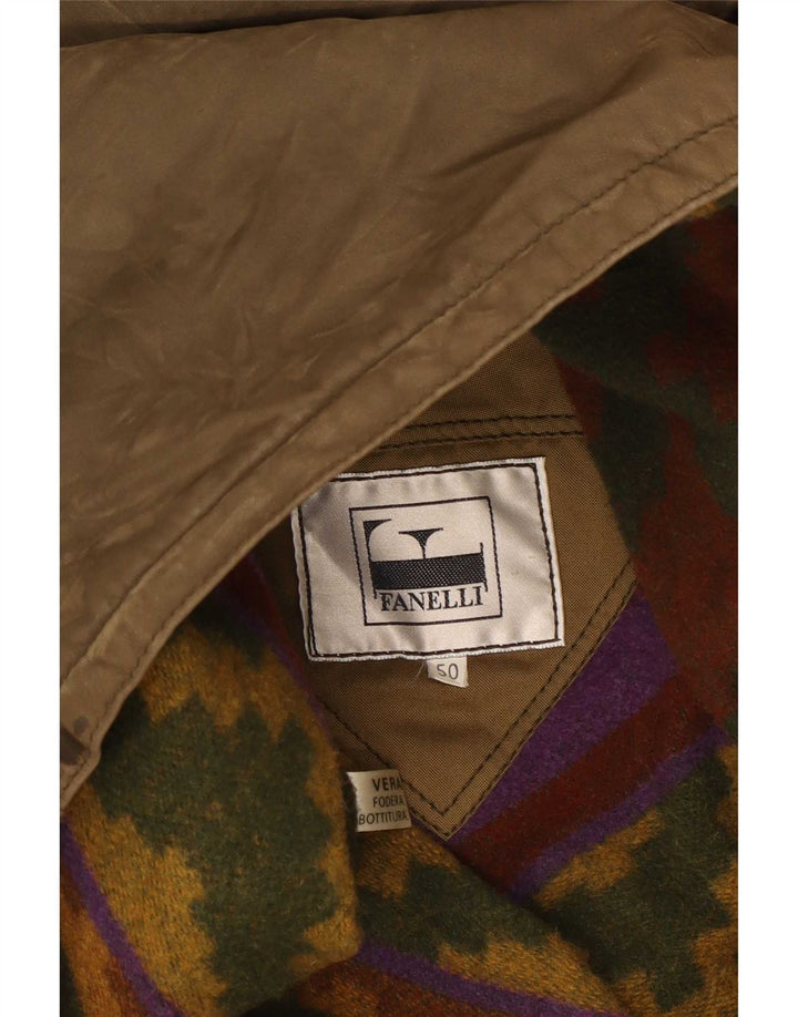 Fanelli Herren Ledermantel mit Kapuze IT 50 Large Khaki