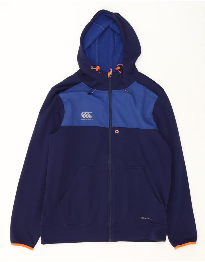 Canterbury Herren-Kapuzenpullover mit Reißverschluss, groß, marineblaues Farbblock-Polyester